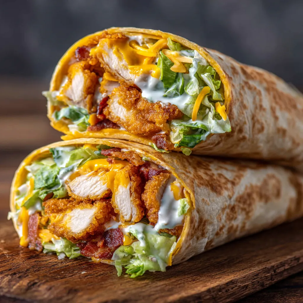 5-Ingredient Crispy Chicken Bacon Ranch Wrap Recipe (25 Min) 6 5-Ingredient Crispy Chicken Bacon Ranch Wrap Recipe (25 Min)