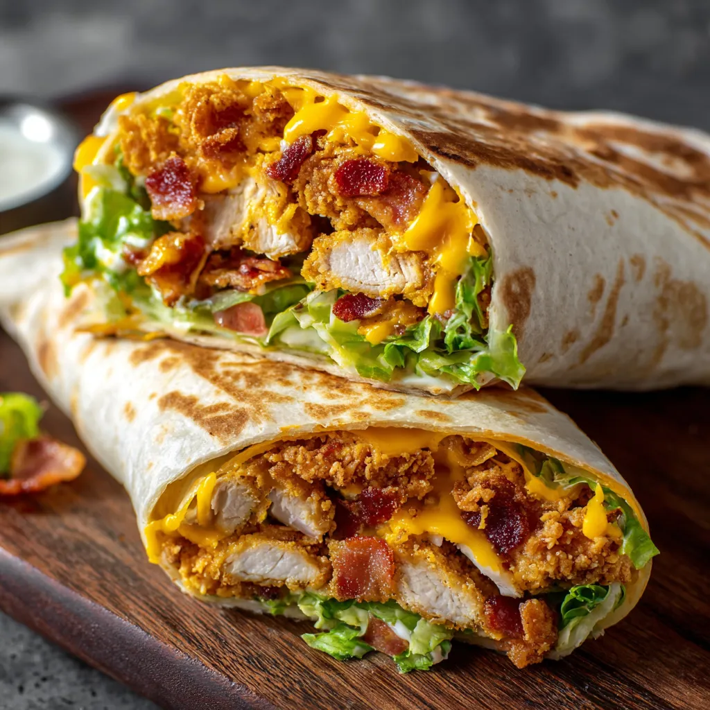 5-Ingredient Crispy Chicken Bacon Ranch Wrap Recipe (25 Min) 7 5-Ingredient Crispy Chicken Bacon Ranch Wrap Recipe (25 Min)